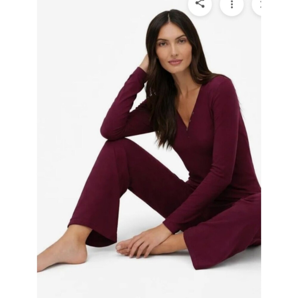 New 2 pcs Banana Republic Women's  Rib Lounge Set Pajamas Size XXL Burgundy